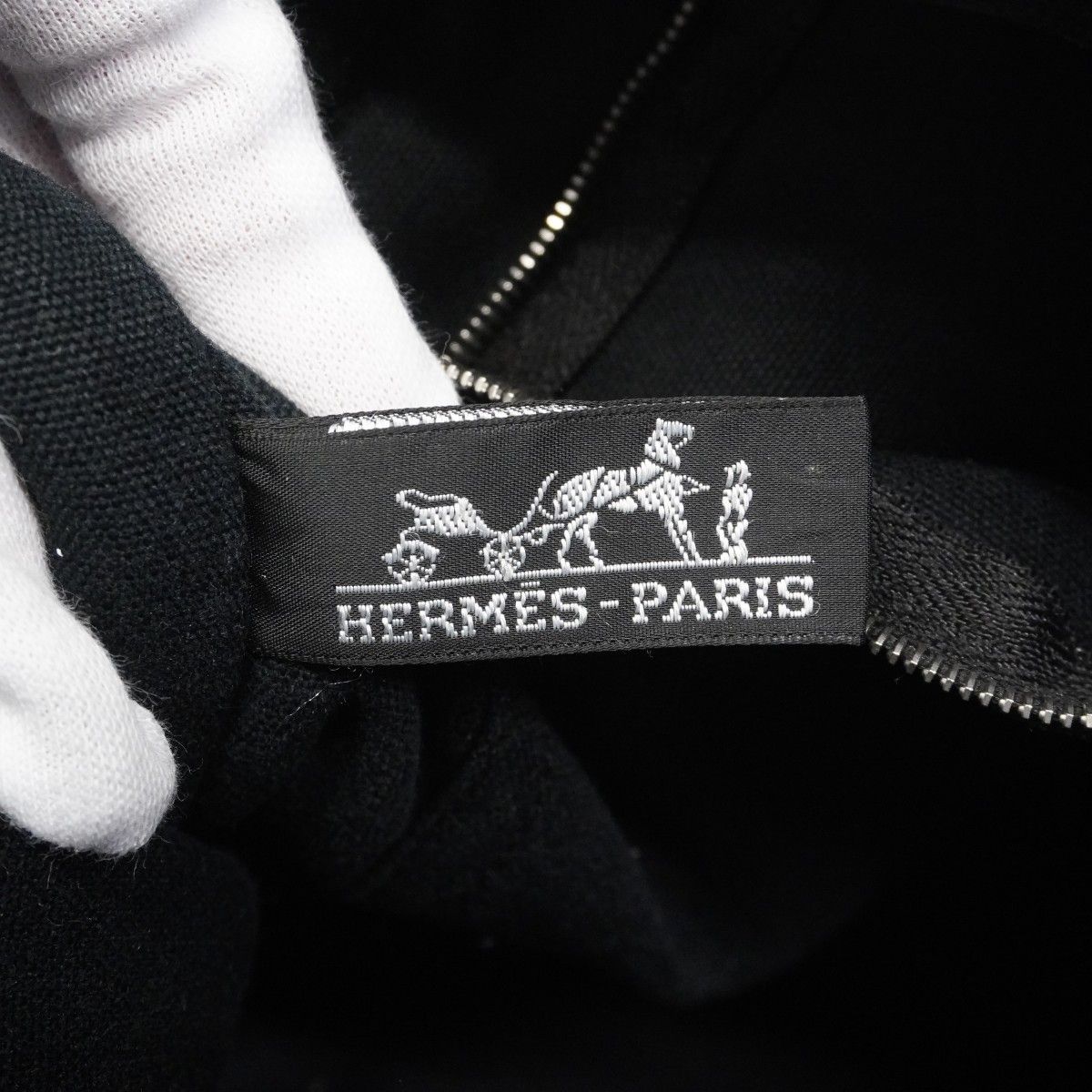 Hermes Tote Fourre Tout MM Canvas Black Silver — view 5