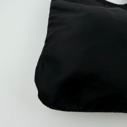 Prada Triangle Logo Shoulder Bag Tote Black Nylon Vintage — view 7