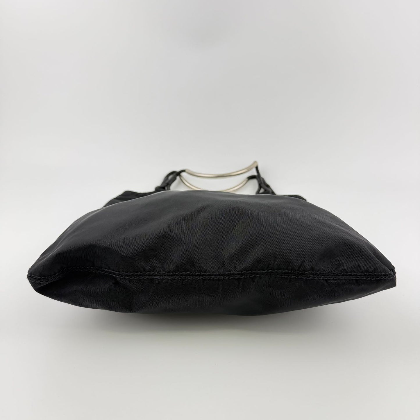 Prada Triangle Logo Shoulder Bag Tote Black Nylon Vintage — view 5