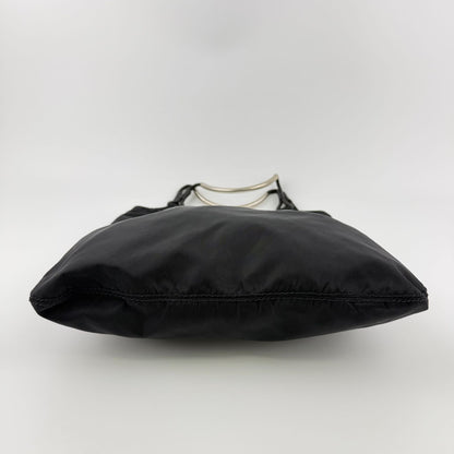 Prada Triangle Logo Shoulder Bag Tote Black Nylon Vintage — view 5