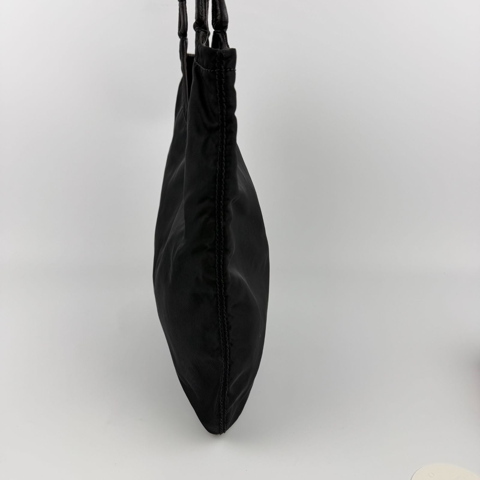 Prada Triangle Logo Shoulder Bag Tote Black Nylon Vintage — view 3
