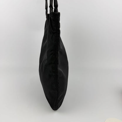 Prada Triangle Logo Shoulder Bag Tote Black Nylon Vintage — view 3