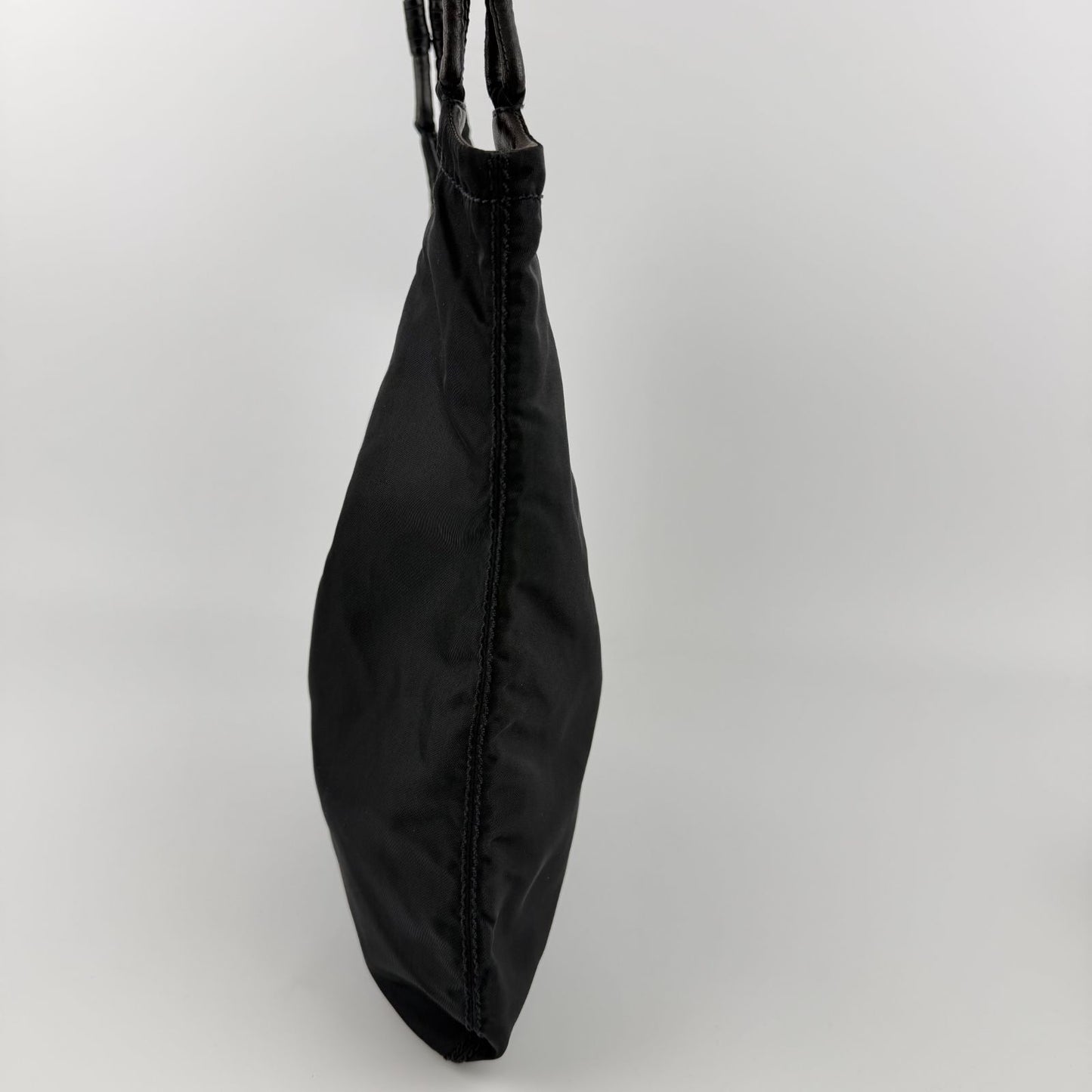 Prada Triangle Logo Shoulder Bag Tote Black Nylon Vintage — view 4