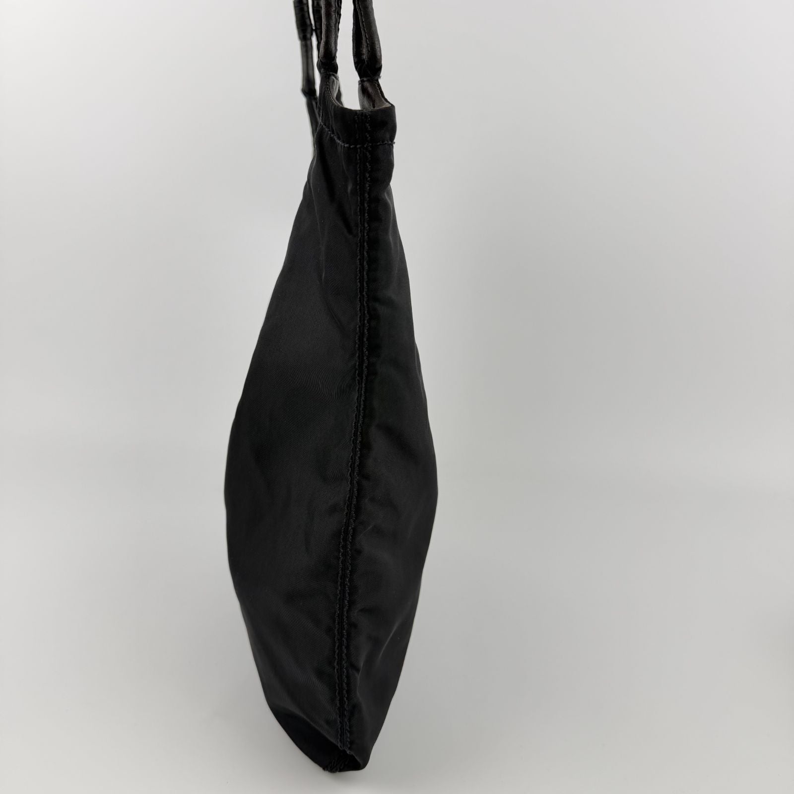 Prada Triangle Logo Shoulder Bag Tote Black Nylon Vintage — view 4