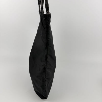 Prada Triangle Logo Shoulder Bag Tote Black Nylon Vintage — view 4