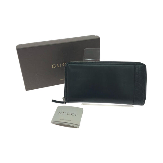 Gucci Wallet Zip Around Leather Mistral Micro Guccissima Black