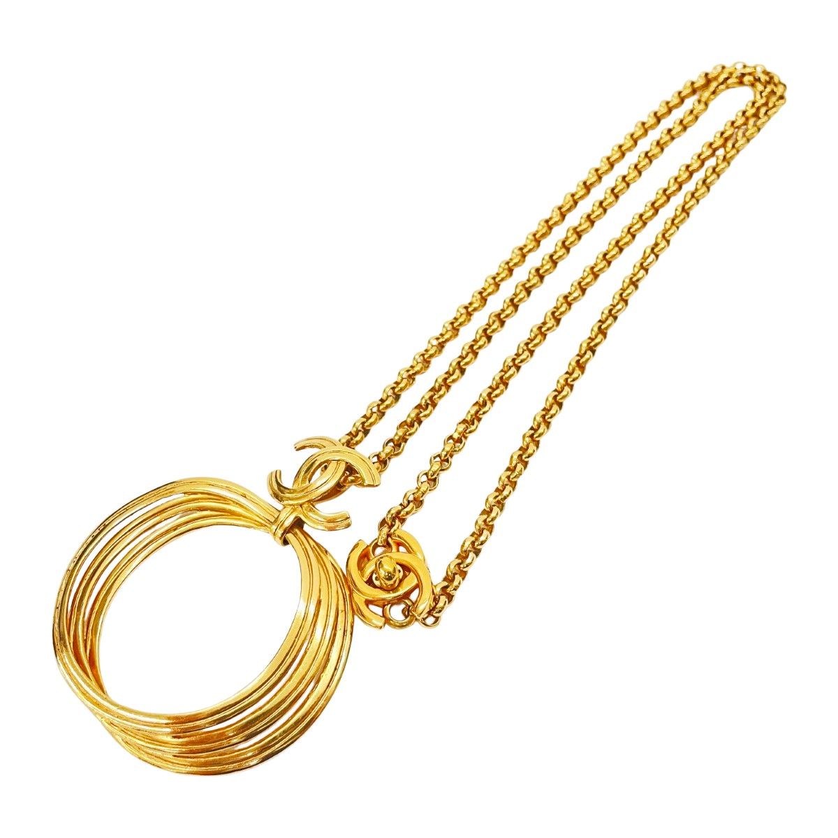 Chanel Pendant Spring Collection CC Logo Turnlock Gold Vintage