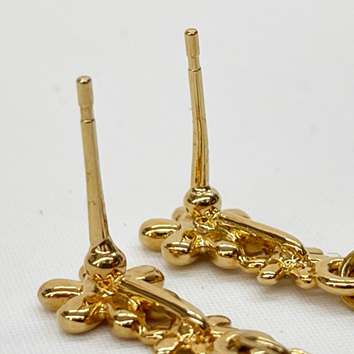 Chanel CC Logo Flower Long Earrings Faux Pearl Rhinestone Gold — view 3
