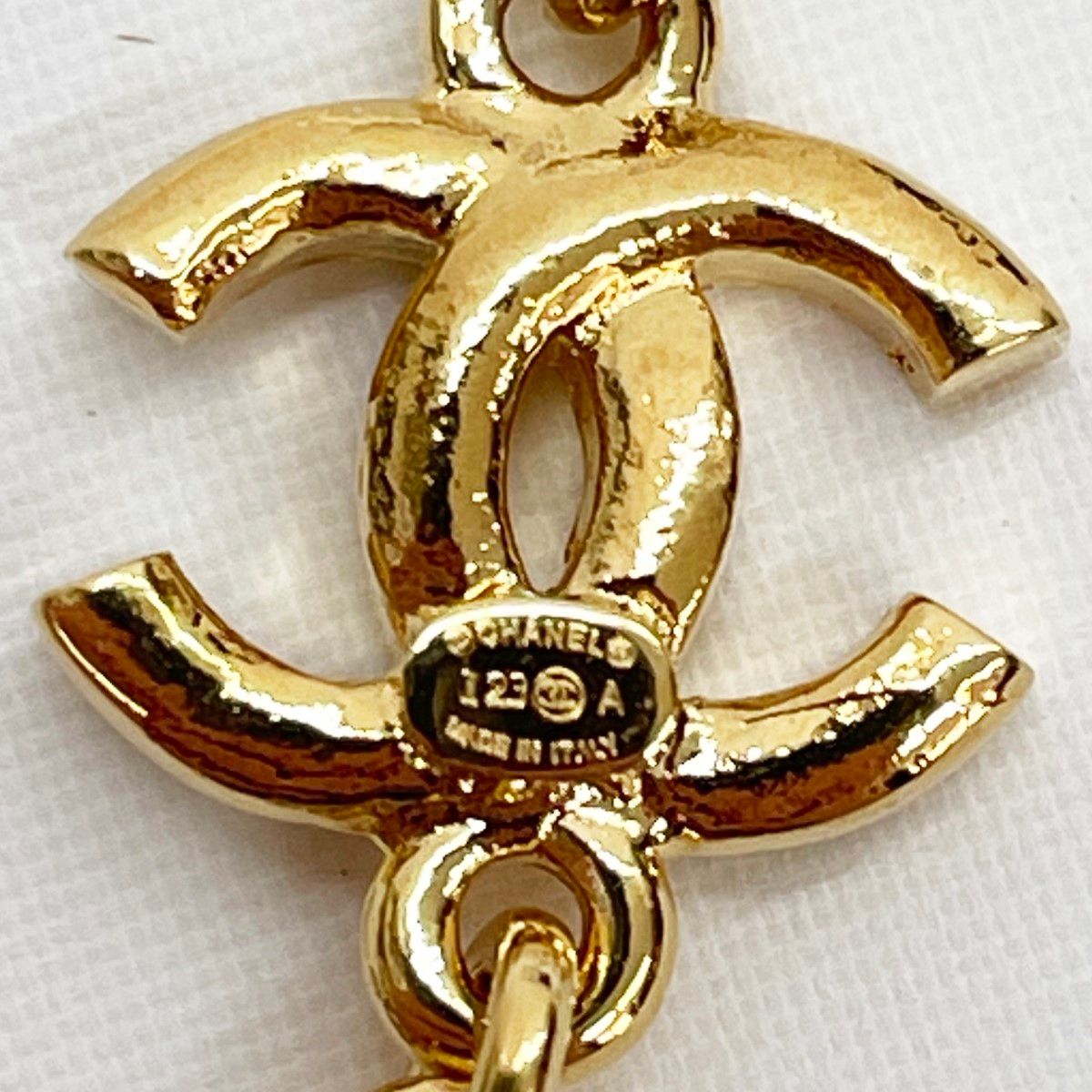 Chanel CC Logo Flower Long Earrings Faux Pearl Rhinestone Gold — view 5