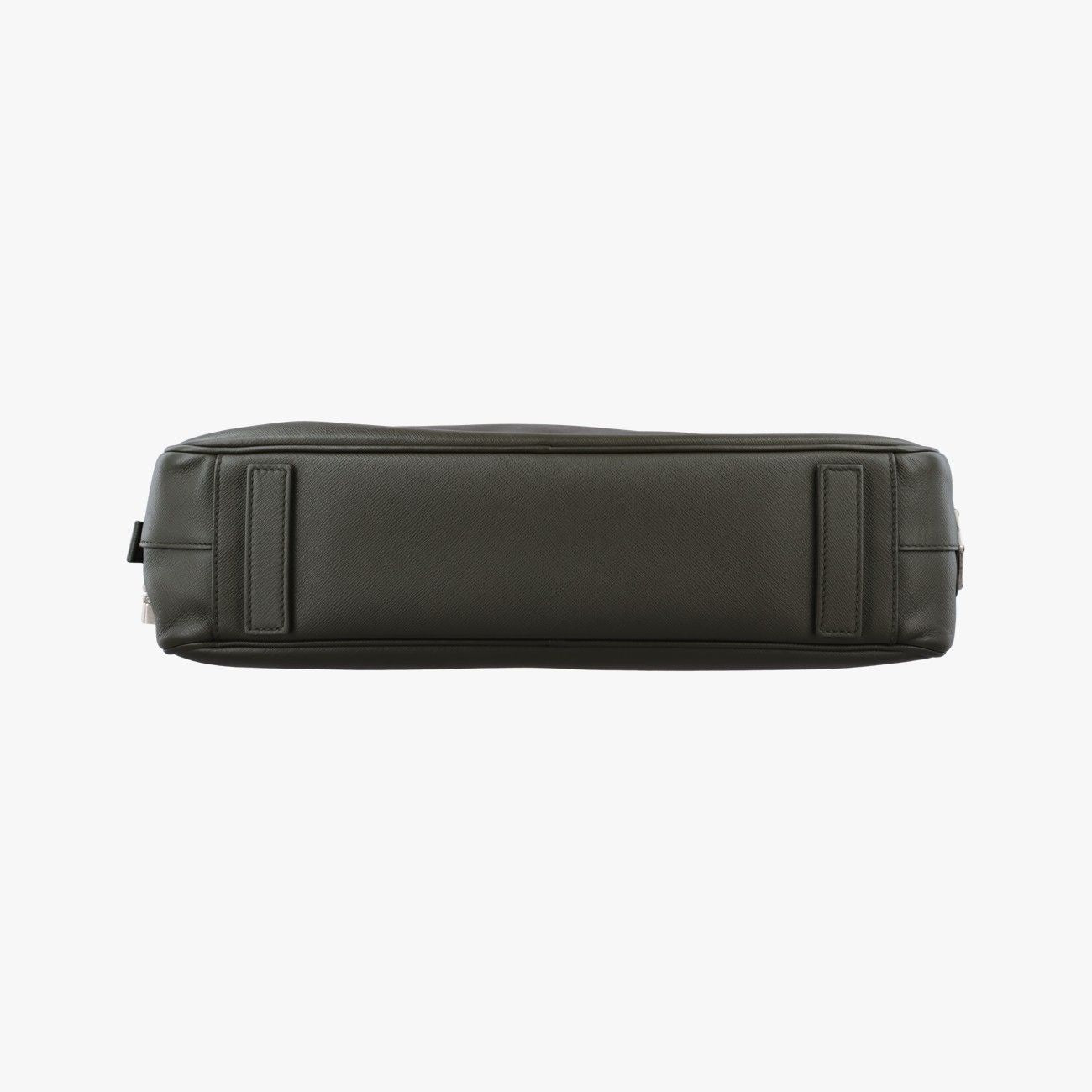Prada Business Briefcase Green Saffiano Leather 31 — view 3