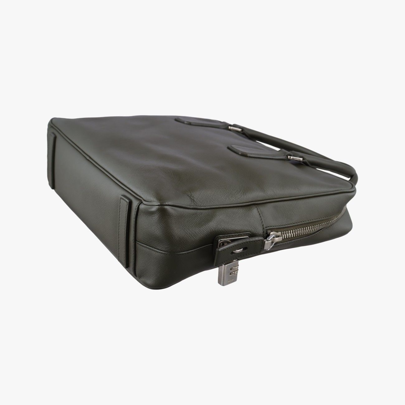 Prada Business Briefcase Green Saffiano Leather 31 — view 6