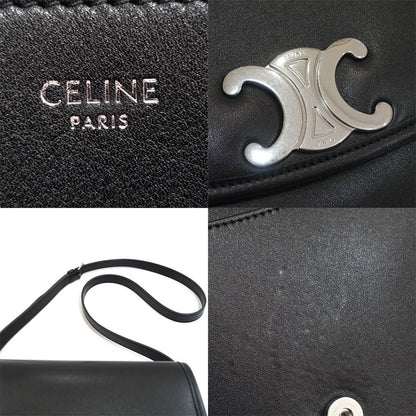 Celine Besace Shoulder Bag Leather Black Silver — view 6