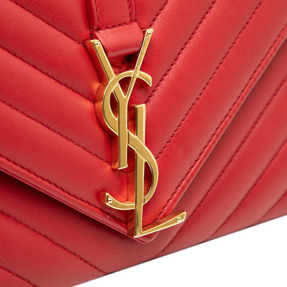 Saint Laurent Stitch Chain Shoulder Bag Red Leather — view 4