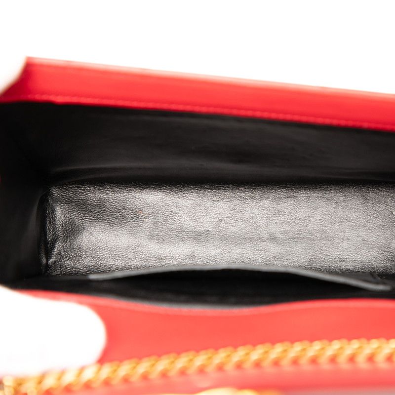 Saint Laurent Stitch Chain Shoulder Bag Red Leather — view 6