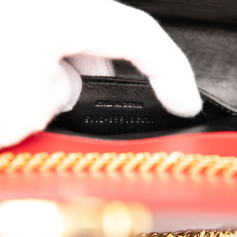 Saint Laurent Stitch Chain Shoulder Bag Red Leather — view 8