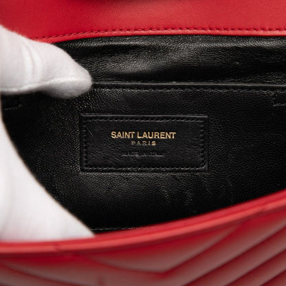 Saint Laurent Stitch Chain Shoulder Bag Red Leather — view 7