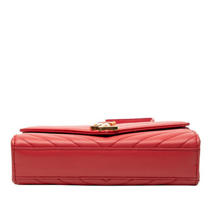 Saint Laurent Stitch Chain Shoulder Bag Red Leather — view 3