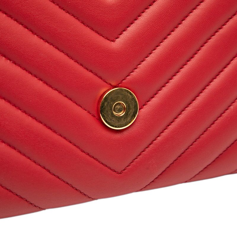 Saint Laurent Stitch Chain Shoulder Bag Red Leather — view 5