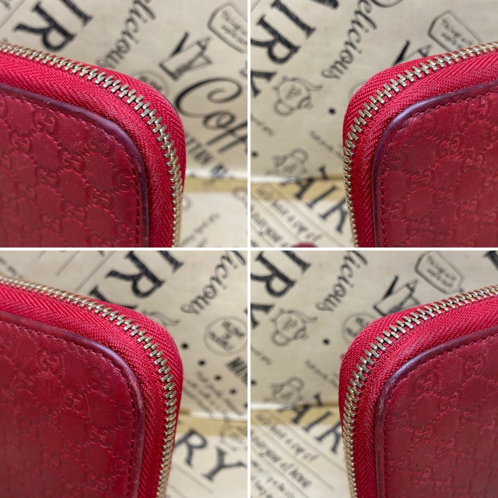 Gucci Wallet Micro GG Leather Red Round Card Billfold Coin — view 8