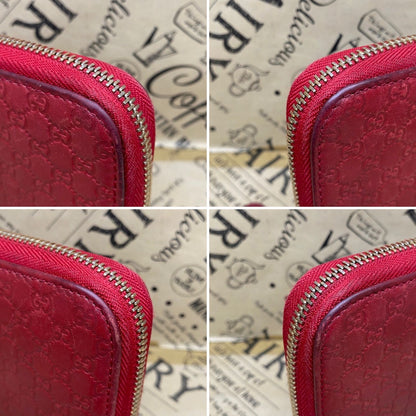 Gucci Wallet Micro GG Leather Red Round Card Billfold Coin — view 8