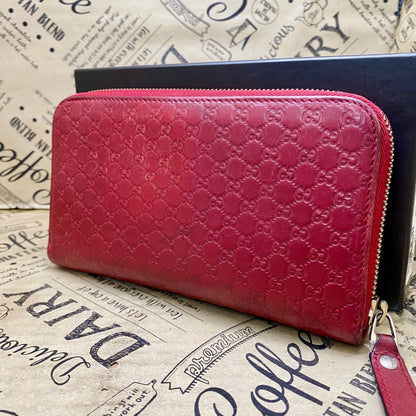 Gucci Wallet Micro GG Leather Red Round Card Billfold Coin — view 2