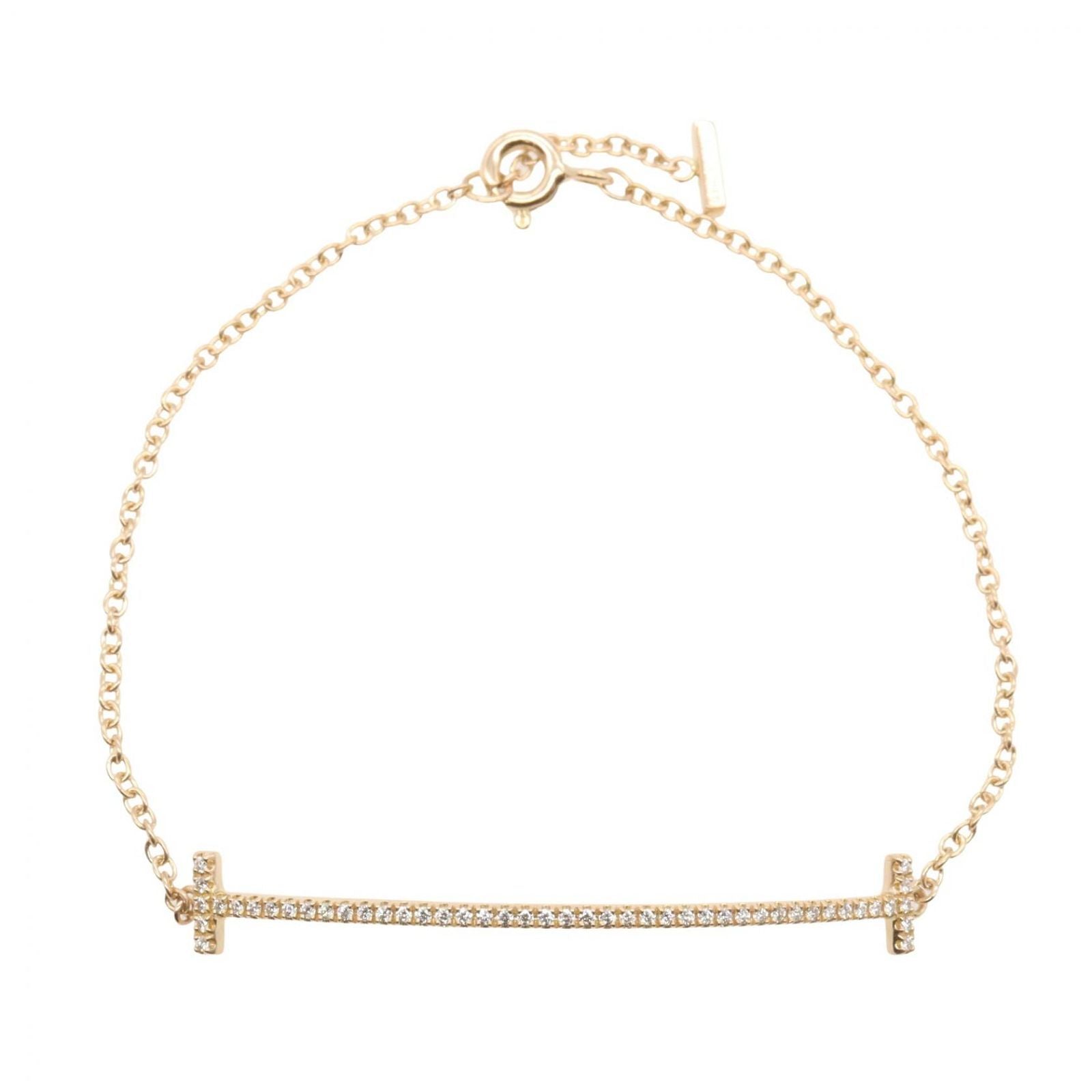 Tiffany & Co Bracelet T Smile Diamond 16.5 cm 18k Pink Gold