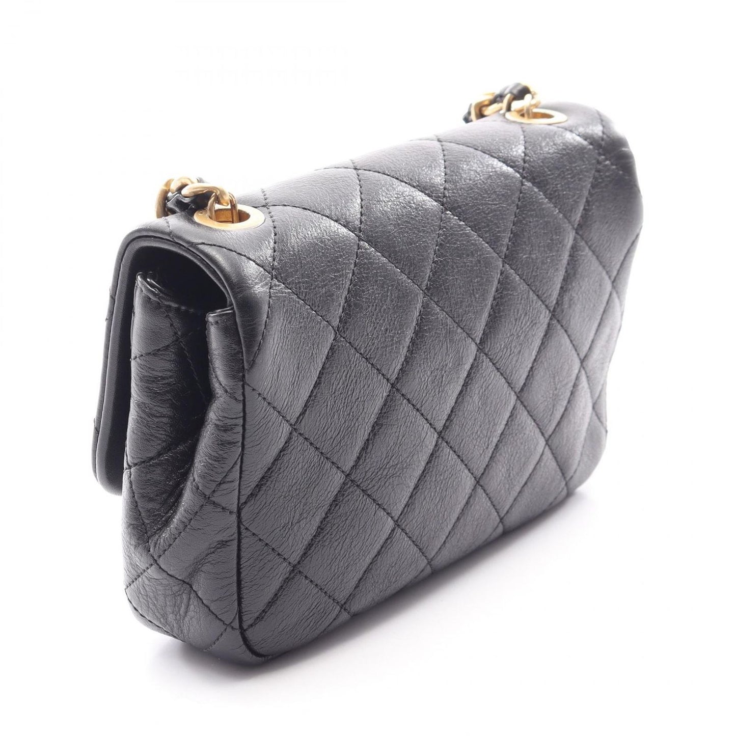 Chanel Shoulder Bag Quilted Black Leather Small Flap Chain — view 2