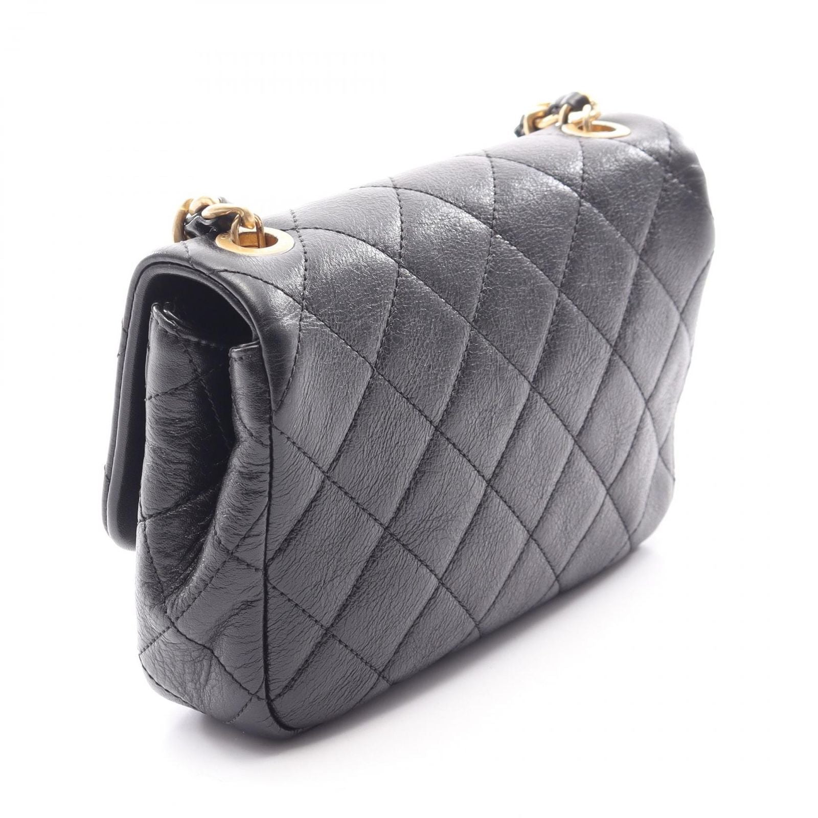 Chanel Shoulder Bag Quilted Black Leather Small Flap Chain — view 2