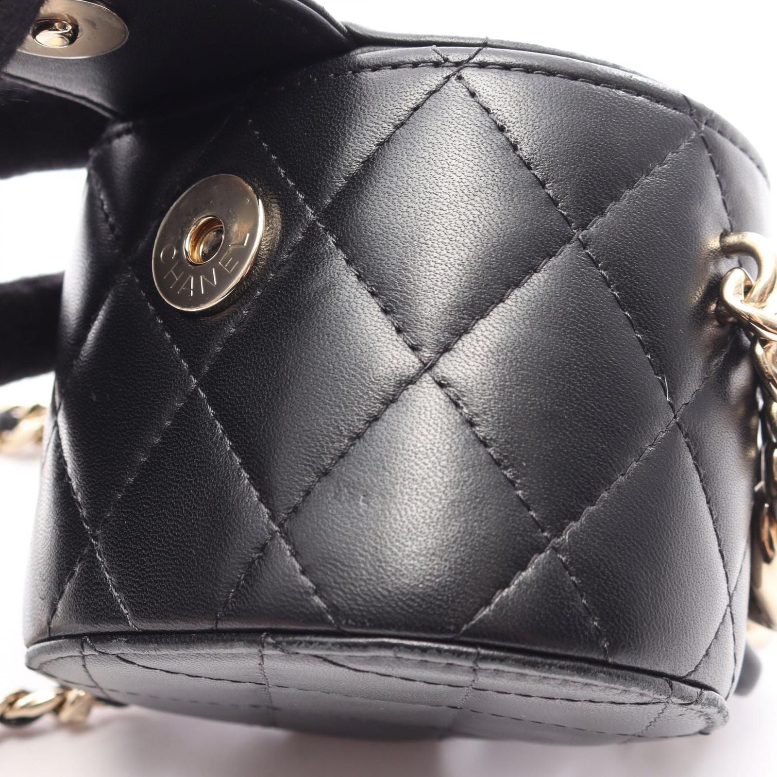 Chanel Shoulder Bag Quilted Mini Vanity Black Lambskin Chain — view 9