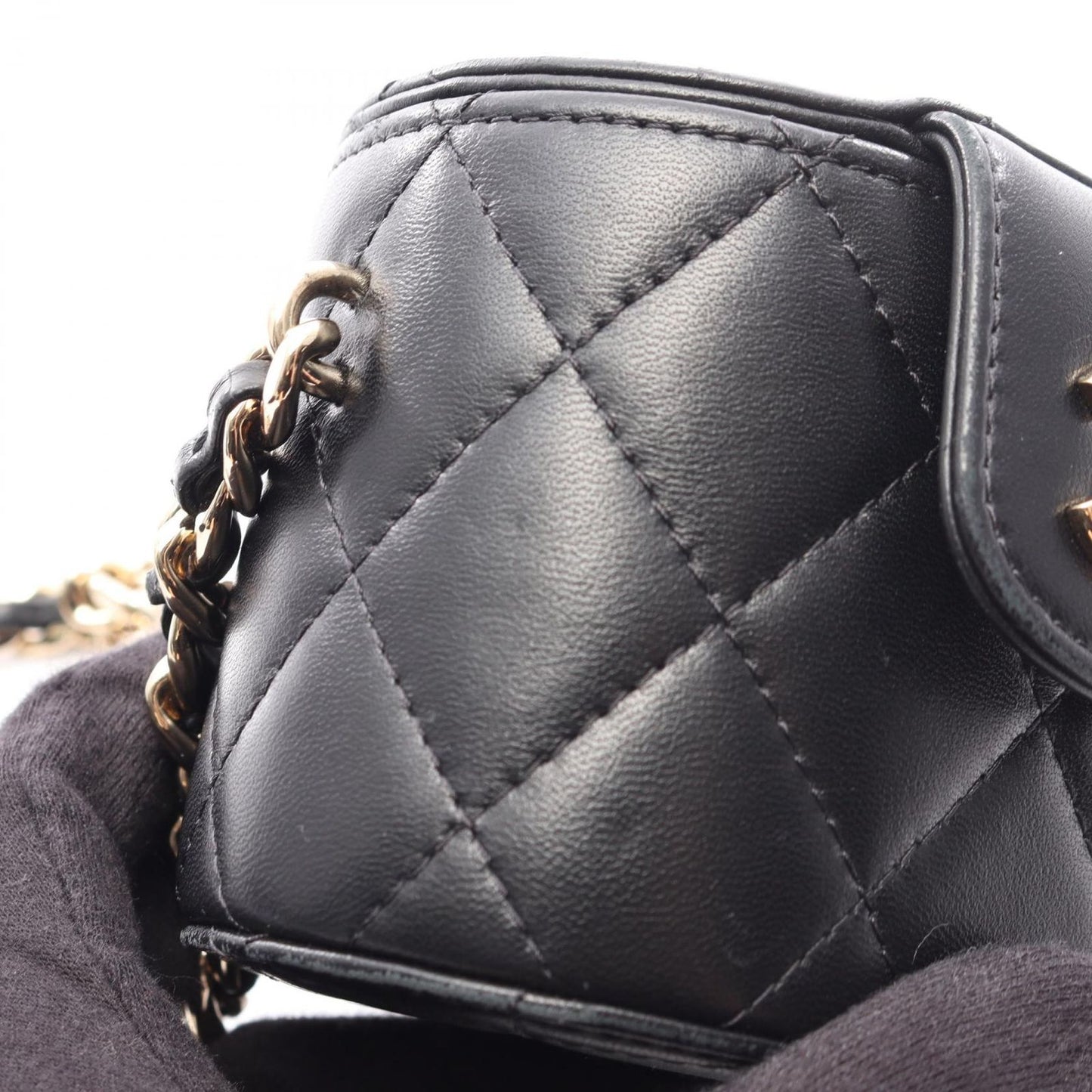 Chanel Shoulder Bag Quilted Mini Vanity Black Lambskin Chain — view 6