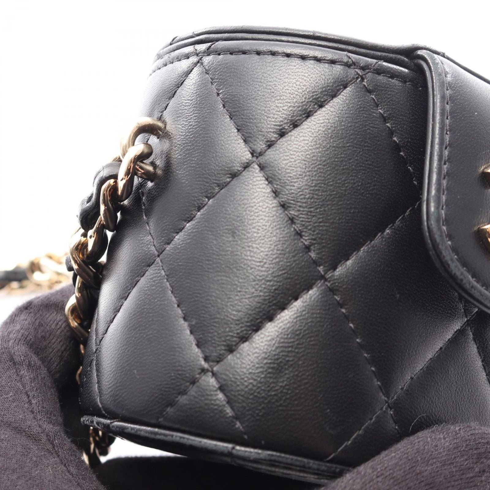 Chanel Shoulder Bag Quilted Mini Vanity Black Lambskin Chain — view 6