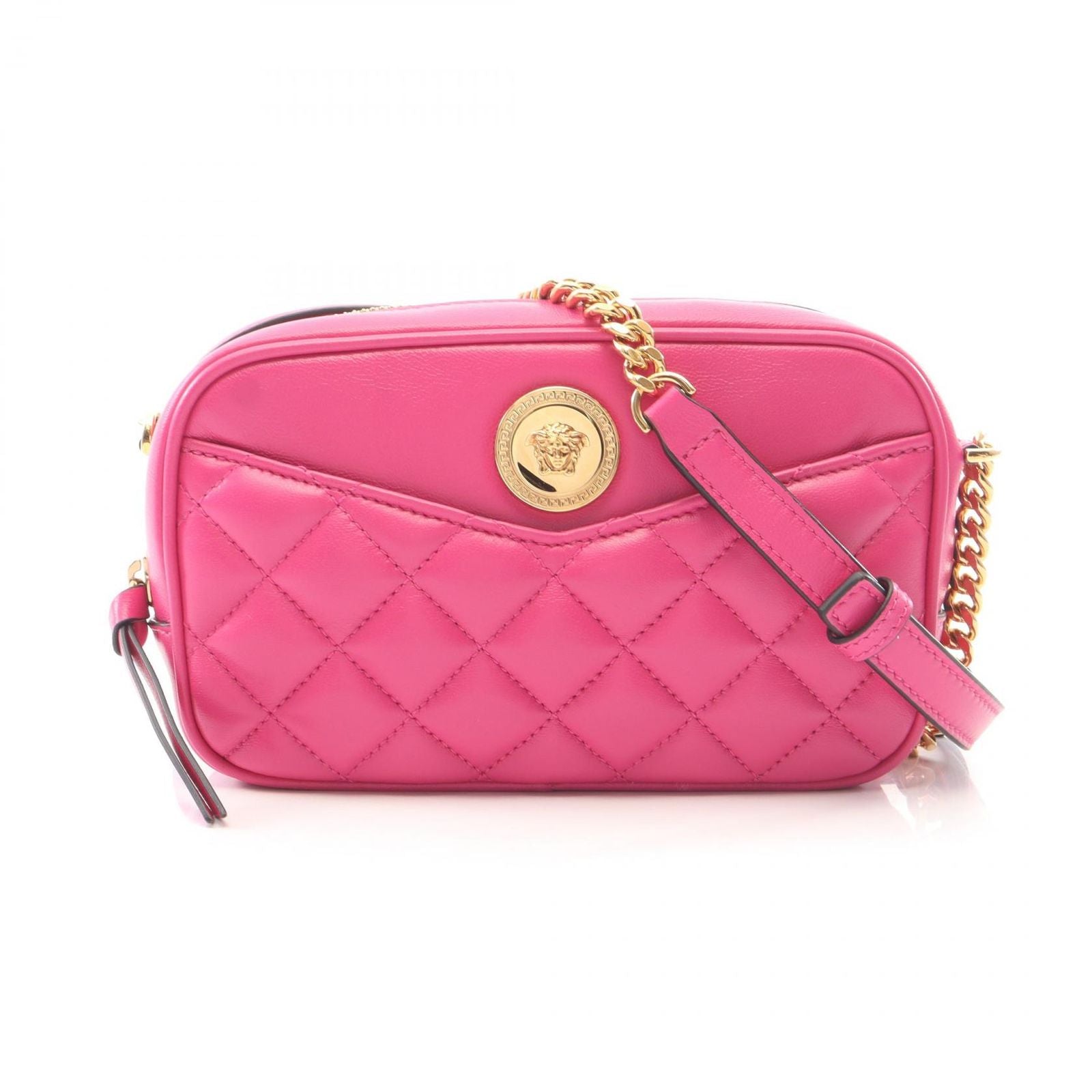Versace Shoulder Bag Medusa Quilted Magenta Leather Mini