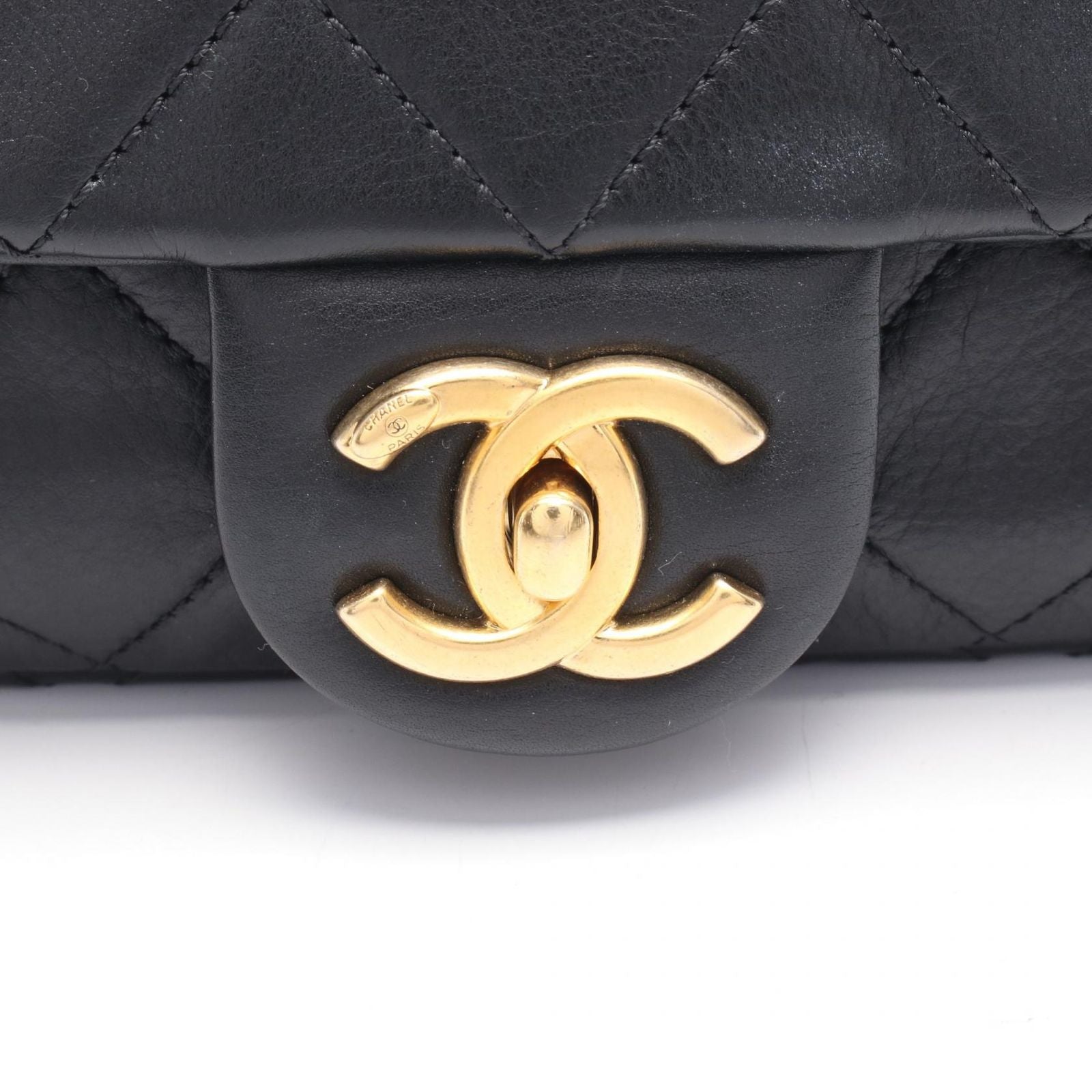 Chanel Shoulder Bag Quilted Black Leather Small Flap Chain — view 9
