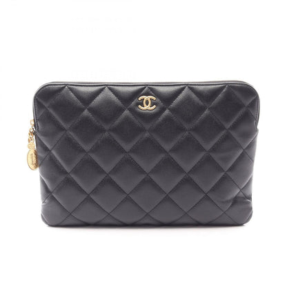 Chanel Clutch Quilted Black Caviar Leather