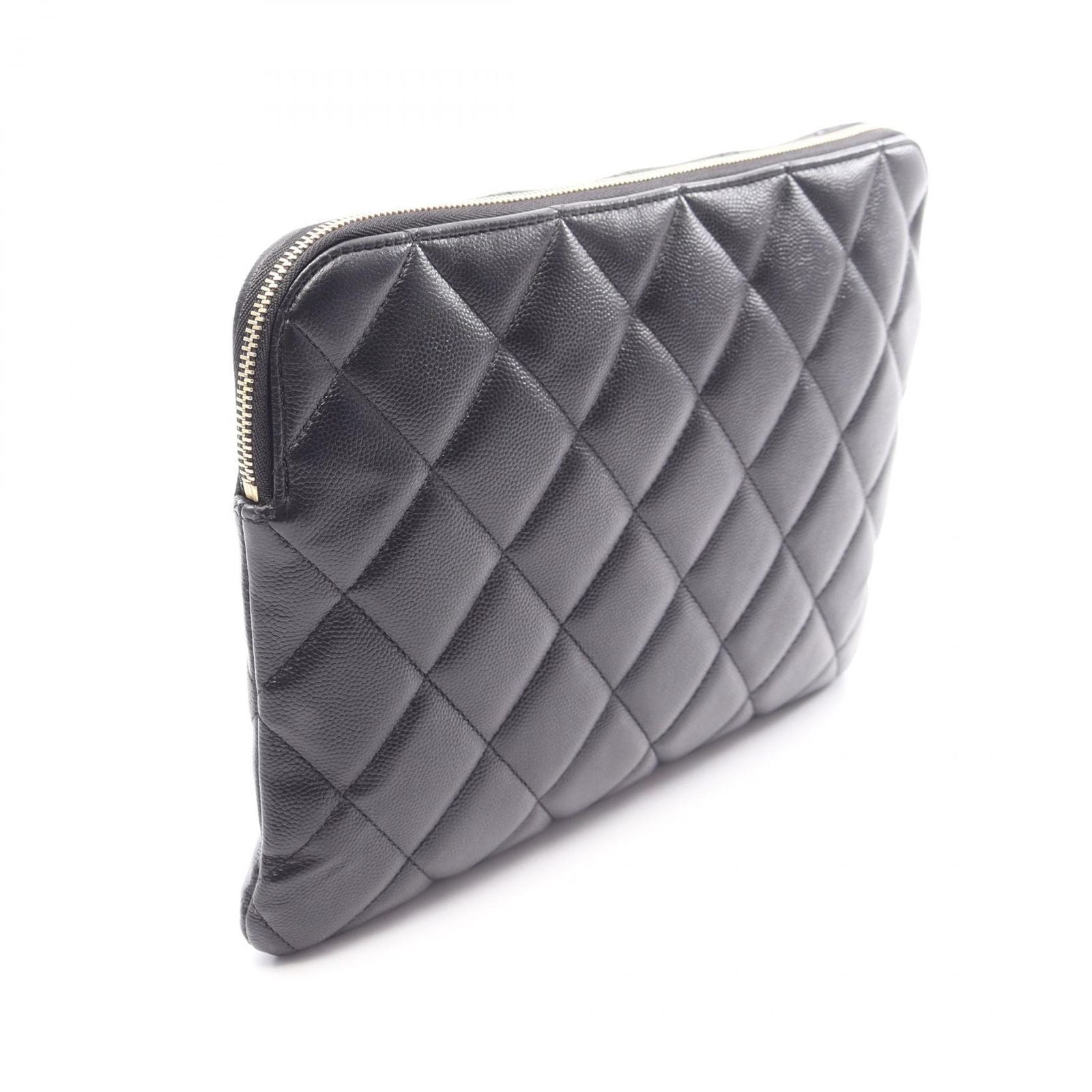 Chanel Clutch Quilted Black Caviar Leather — view 2