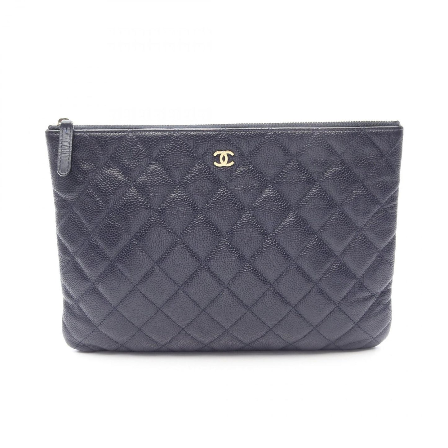 Chanel Clutch Quilted Navy Caviar Leather