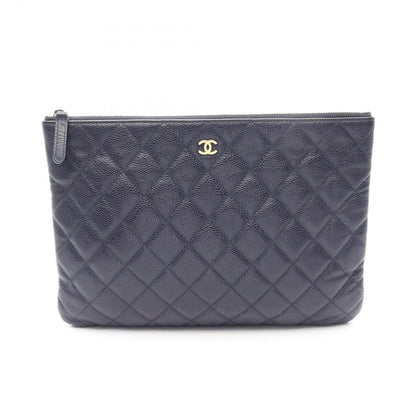 Chanel Clutch Quilted Navy Caviar Leather