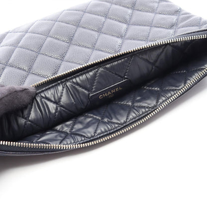 Chanel Clutch Quilted Navy Caviar Leather — view 6
