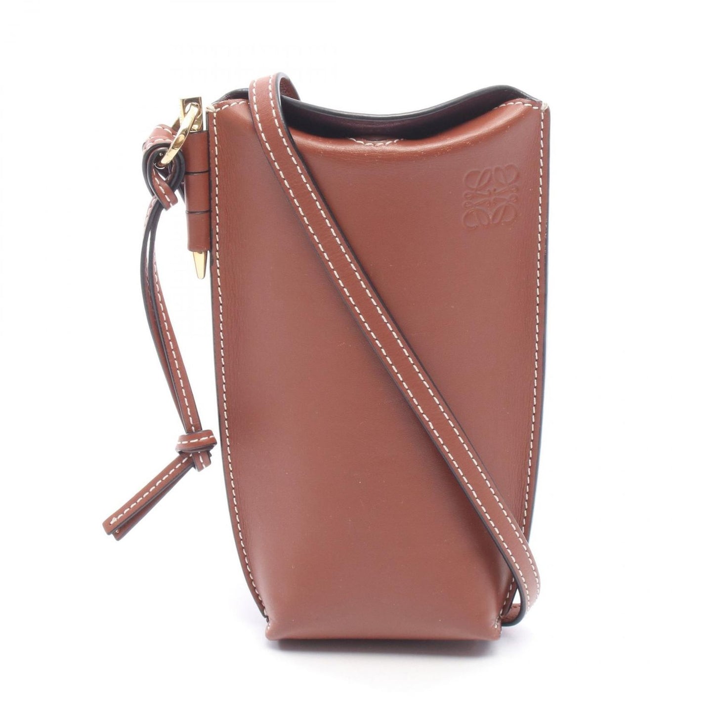 Loewe Shoulder Bag Gate Pocket Brown Leather
