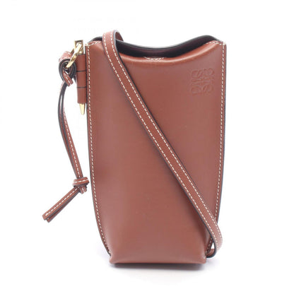 Loewe Shoulder Bag Gate Pocket Brown Leather