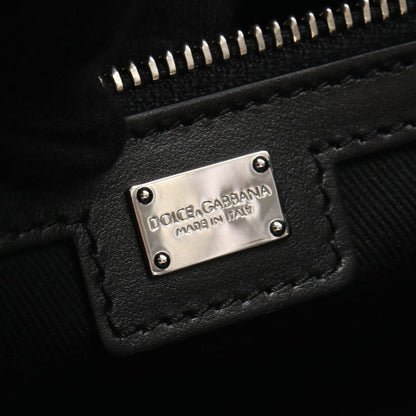 Dolce & Gabbana Tote DG Logo 2-Way Natural Black Canvas Leather Handbag — view 4