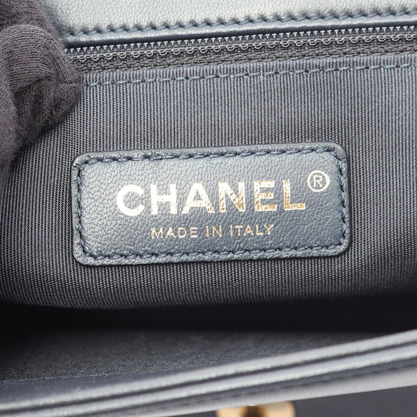 Chanel Shoulder Bag Top Handle Stitch 2-Way Navy Lambskin Chain — view 4
