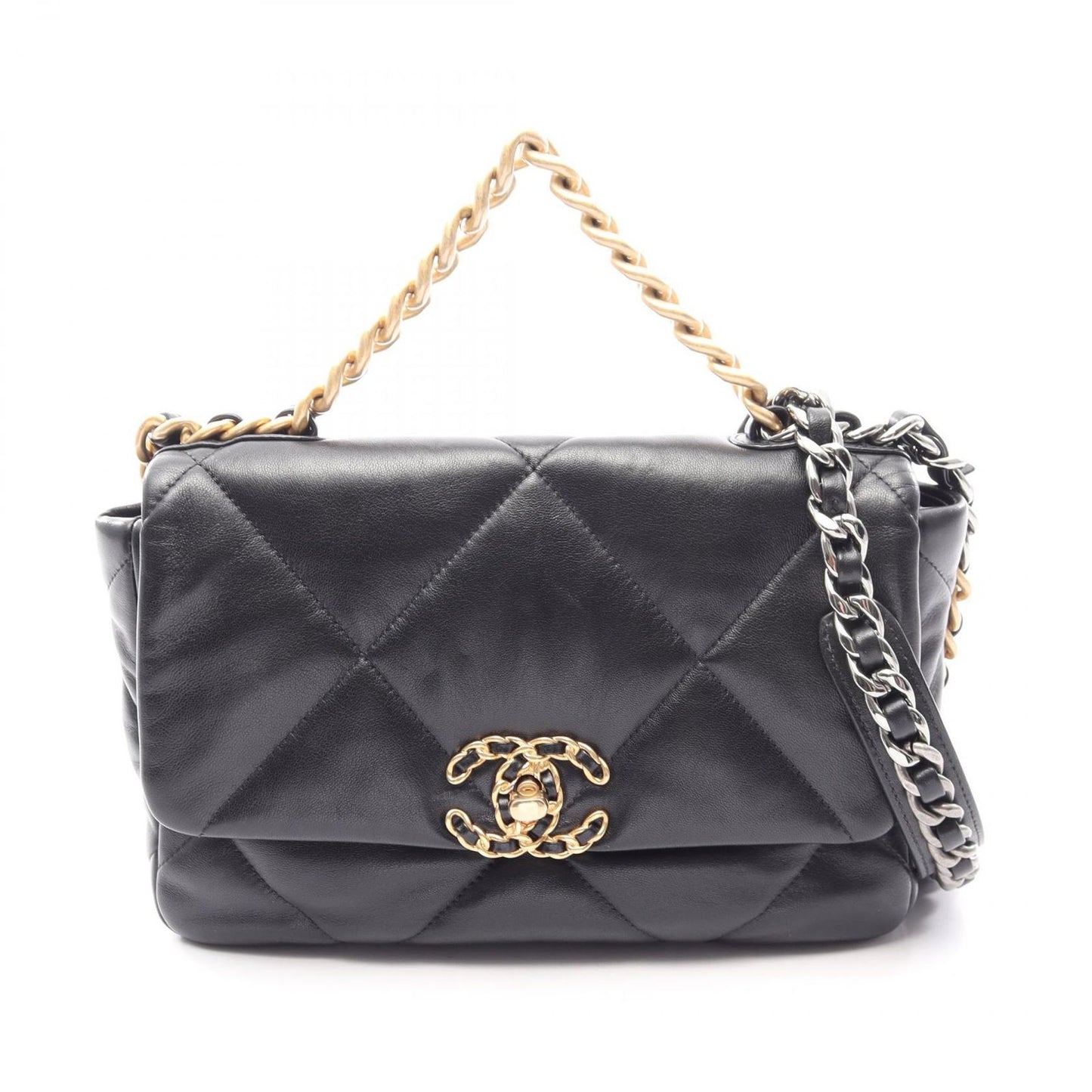 Chanel Shoulder Bag 19 Dizeneuf 2-Way Black Lambskin 19 Quilted Chain