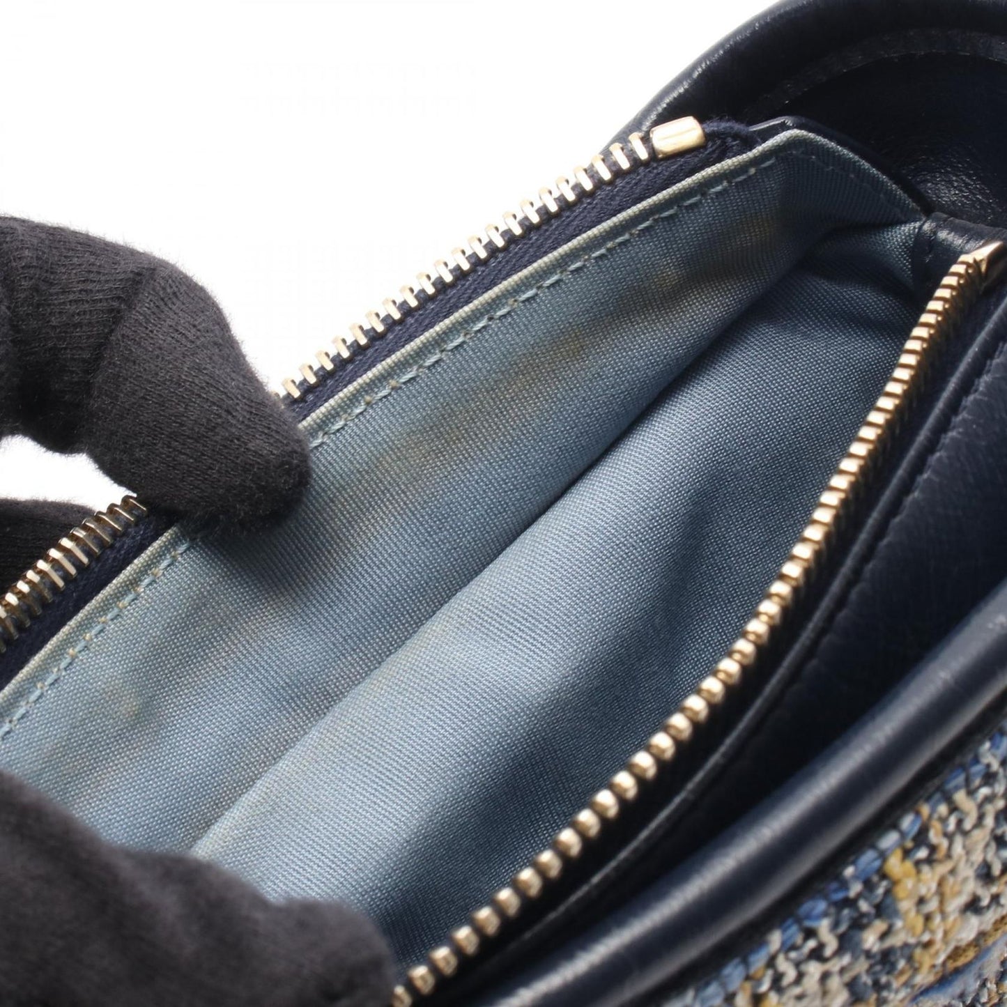 Chanel Shoulder Bag Gabriel de Small Hobo Navy Multi Fabric Leather Chain — view 6