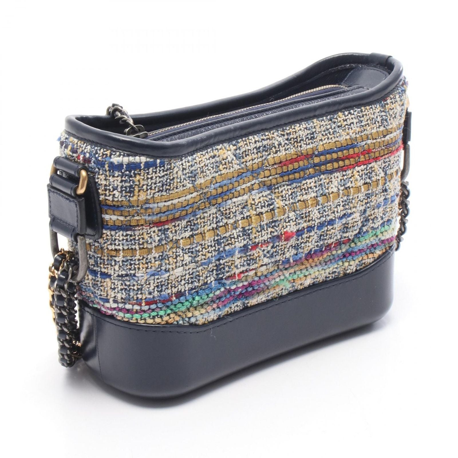 Chanel Shoulder Bag Gabriel de Small Hobo Navy Multi Fabric Leather Chain — view 2