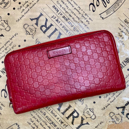 Gucci Wallet Micro GG Leather Red Round Card Billfold Coin — view 3