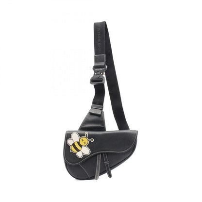 Dior Waist Bag Kaws Saddle Black Leather
