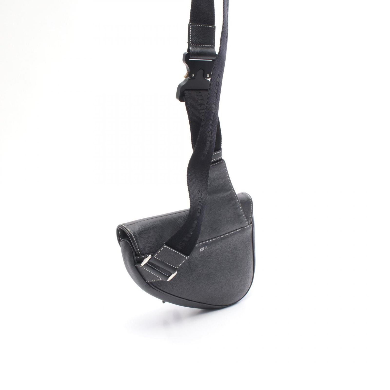 Dior Waist Bag Kaws Saddle Black Leather — view 2