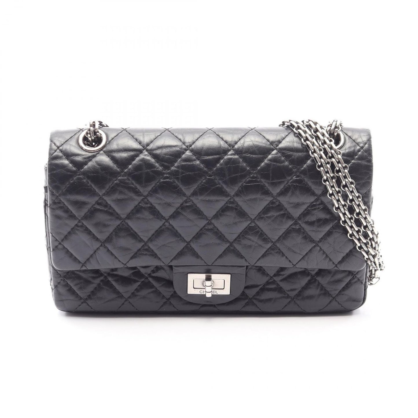 Chanel Shoulder Bag 2.55 Quilted Mademoiselle Chain Black Calf Double Flap