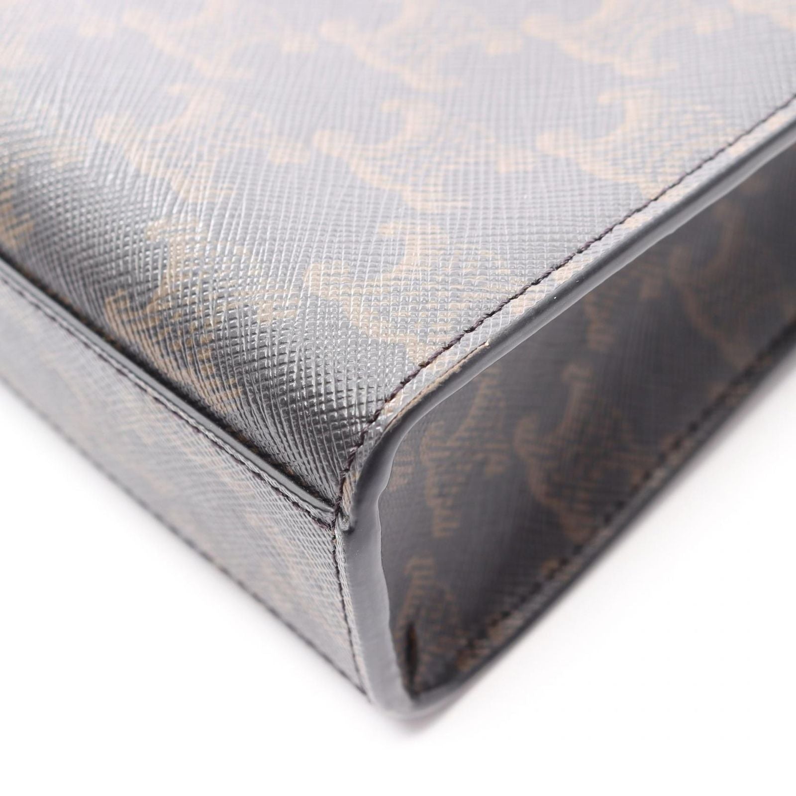 Celine Handbag Mini Vertical Cover Trio 2-Way Black Brown Canvas Leather — view 9